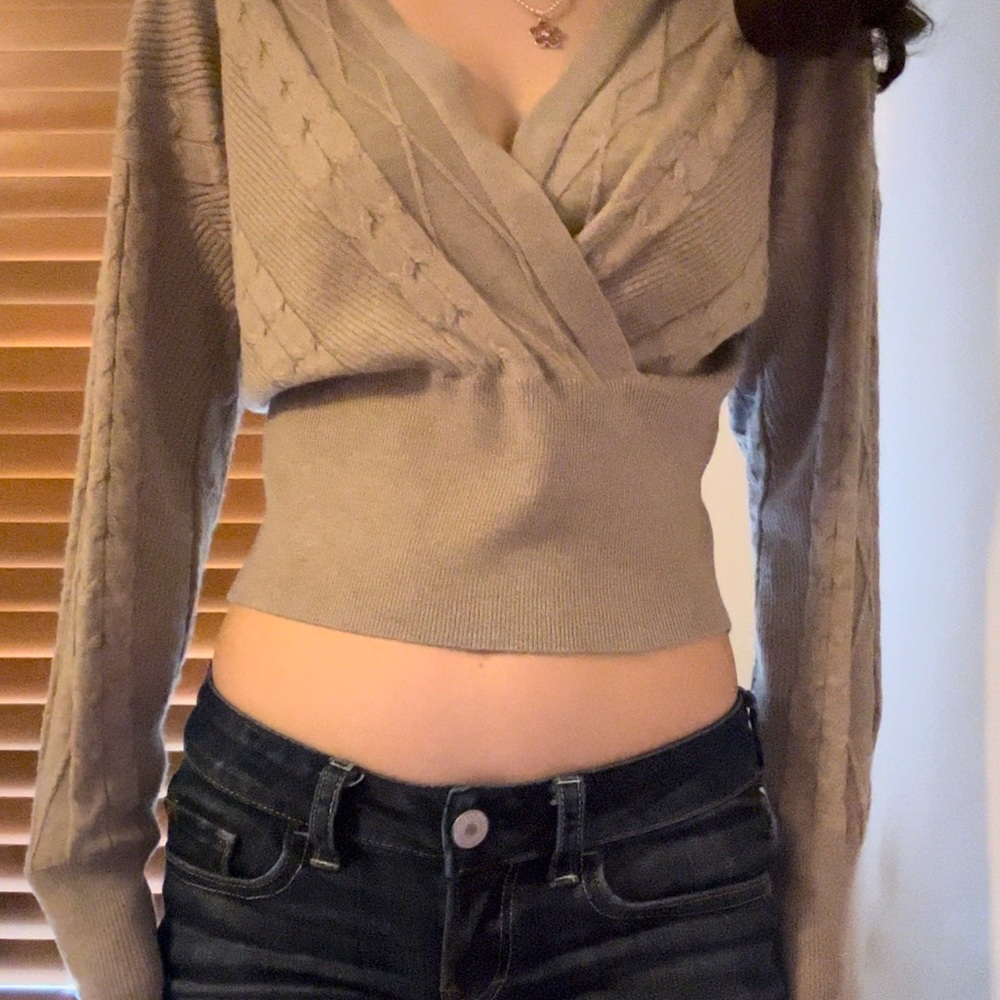 Pink rose Cropped sweater